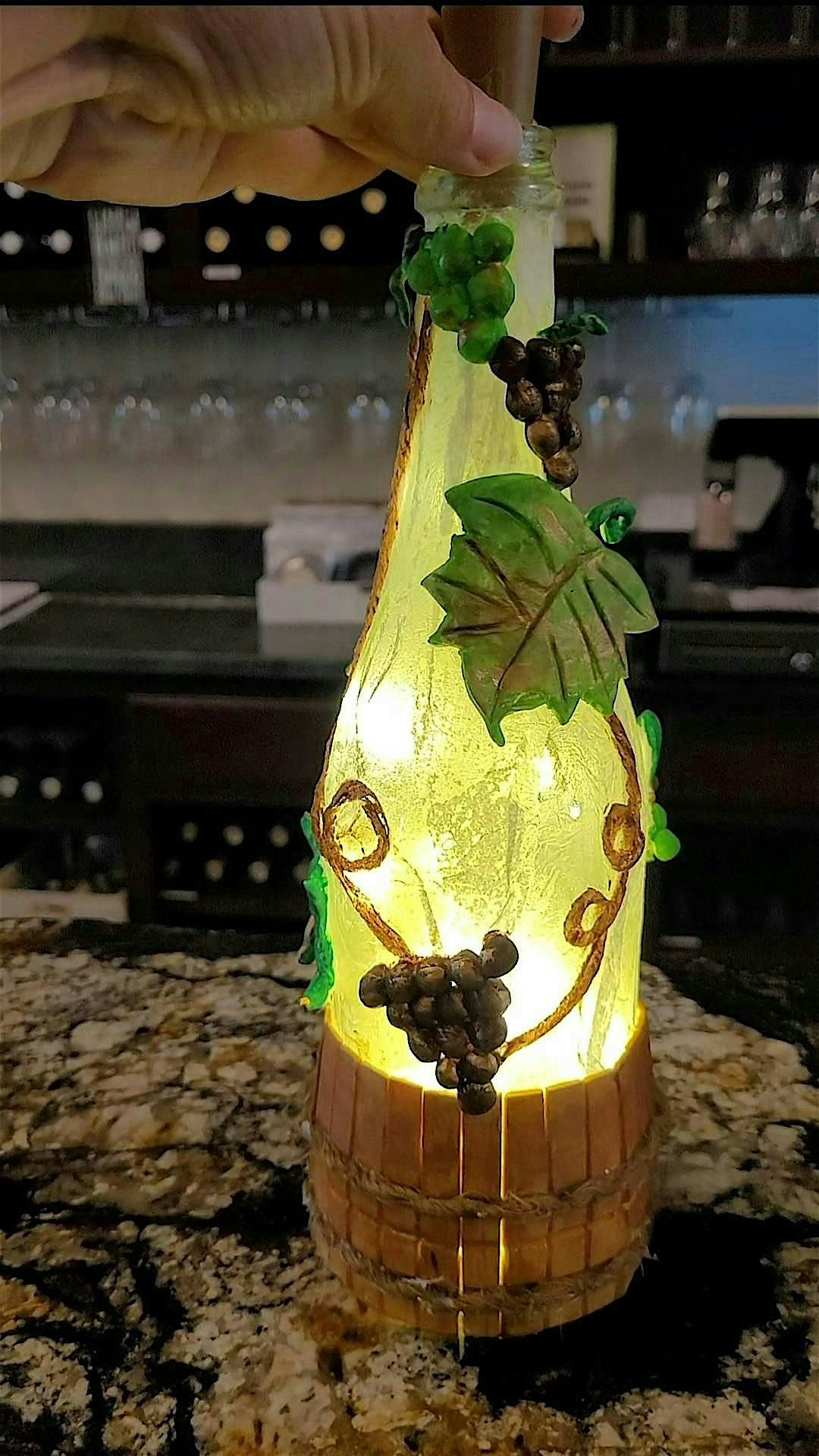 Wine Bottle Decorating w\/ Grapes, Vines & Barrel: Includes 1 Glass of Wine