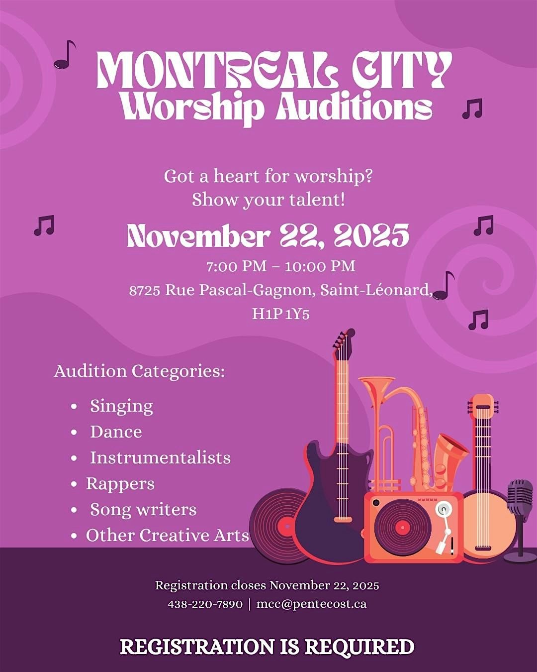 MONTREAL CITY WORSHIP AUDITIONS