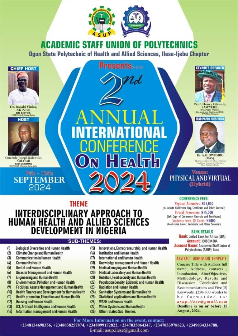 2nd Annual International Conference on Health 2024 Ogun State College