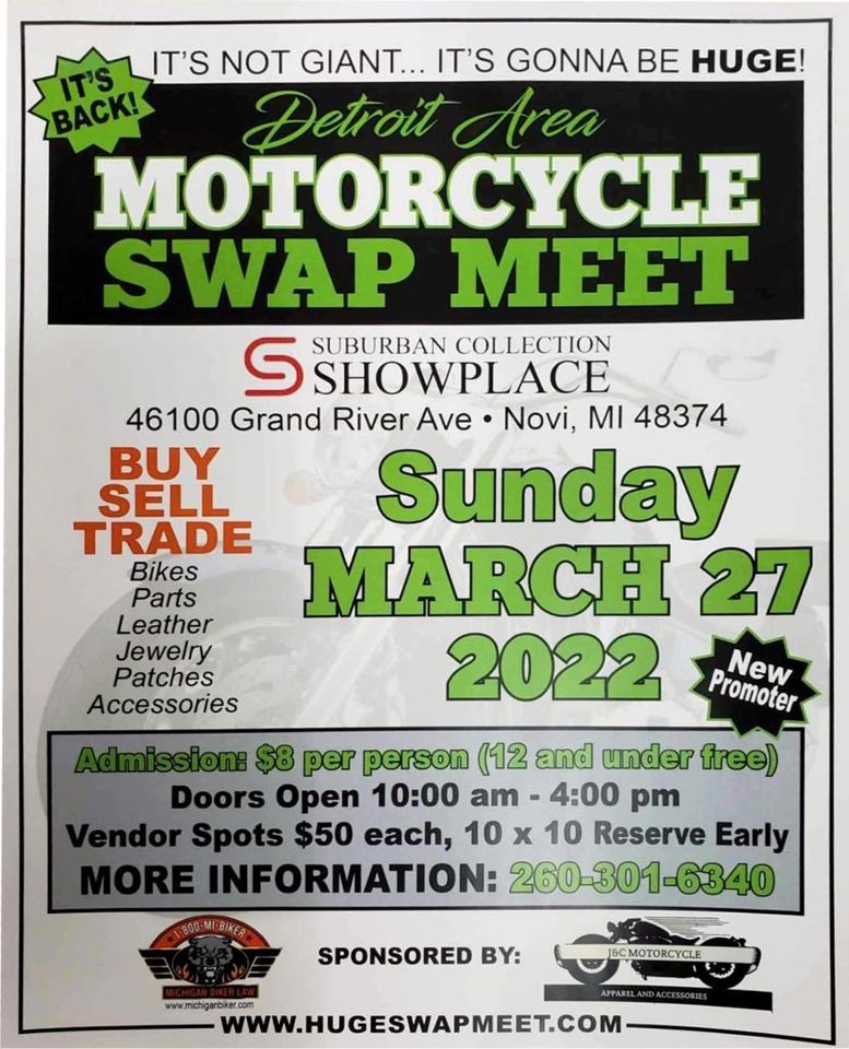 Detroit Area Motorcycle Swap Meet Suburban Collection Showplace, Novi