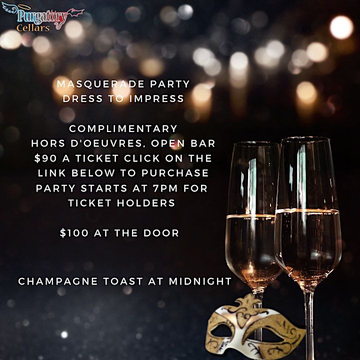 NYE Masquerade Celebration 2023 Purgatory Cellars Winery, Castle Rock