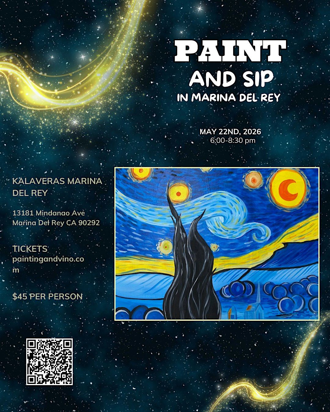 Van Gogh starry night Paint and Sip in Marina Del Rey!