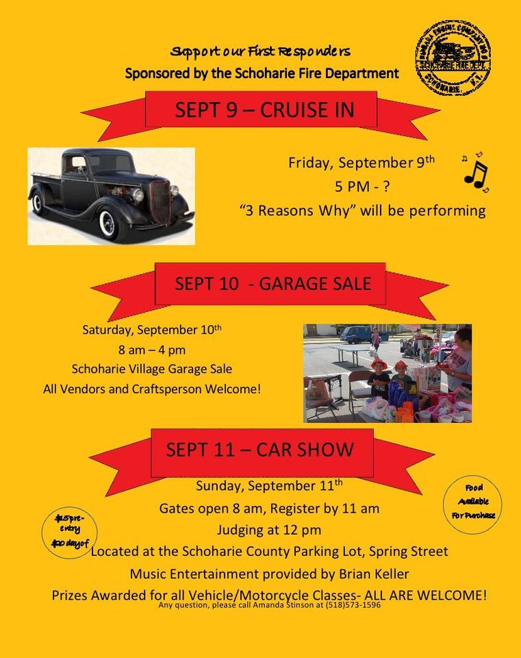 Cruise in/Garage Sale Days/Car Show schoharie...N.Y. September 9 to
