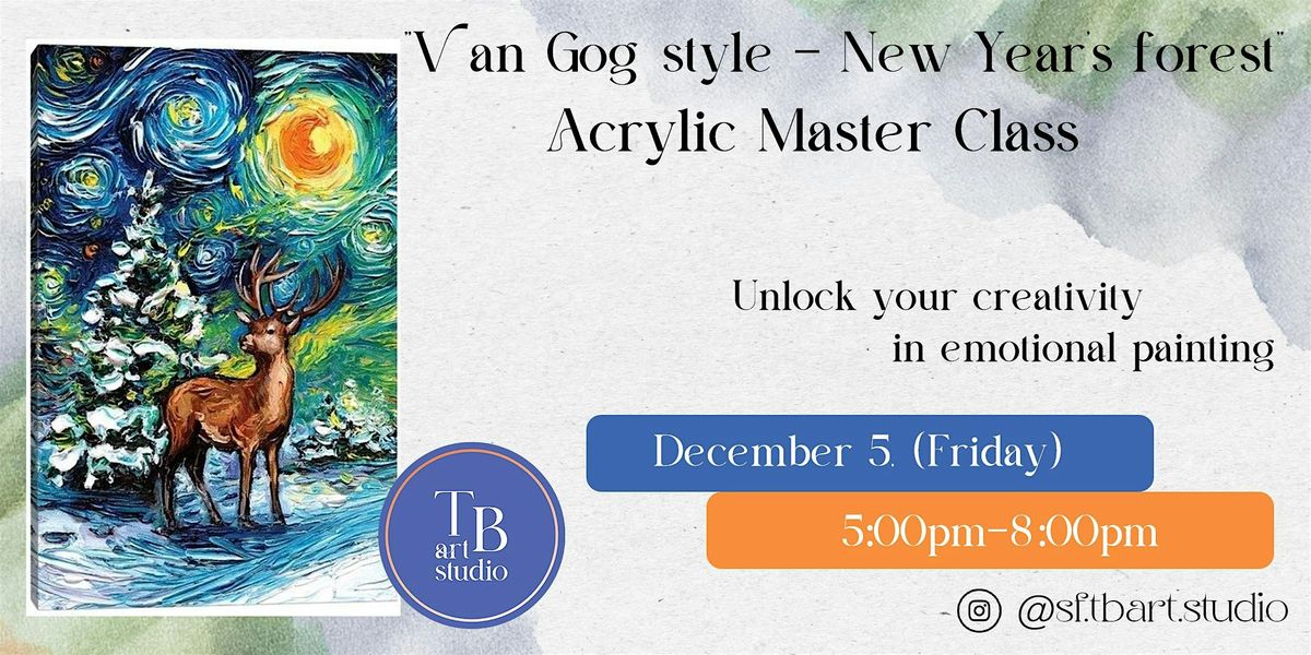 Paint Sip Acrylic Painting - Van Gog style - New Year's forest