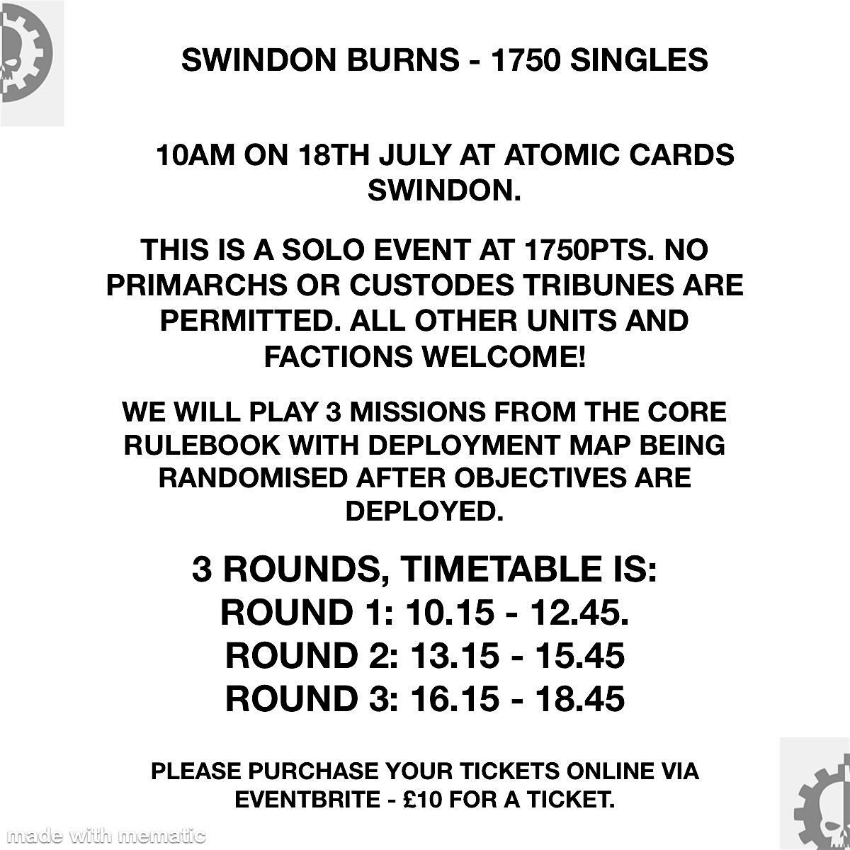 Swindon Horus Heresy singles Event