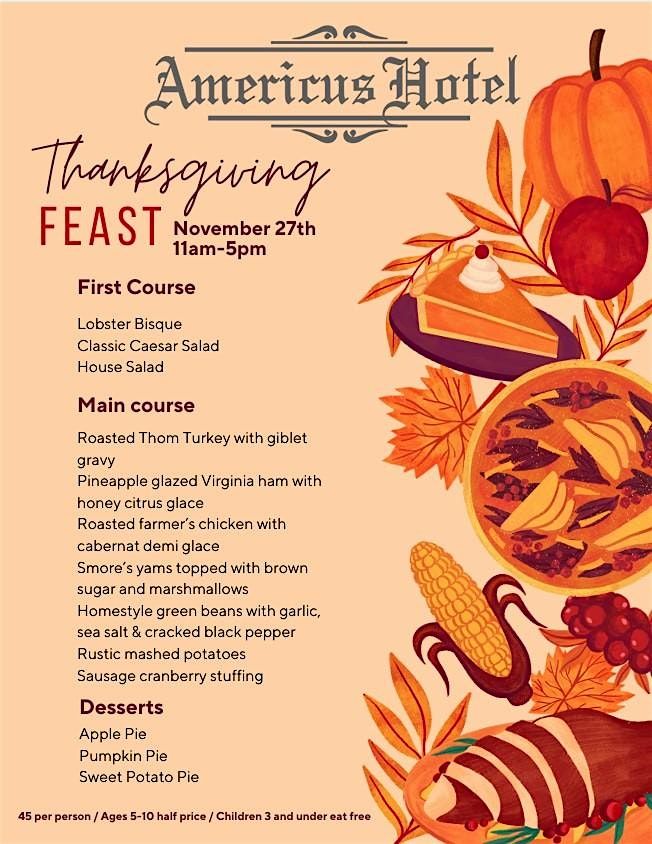 Americus Hotel Thanksgiving 2025