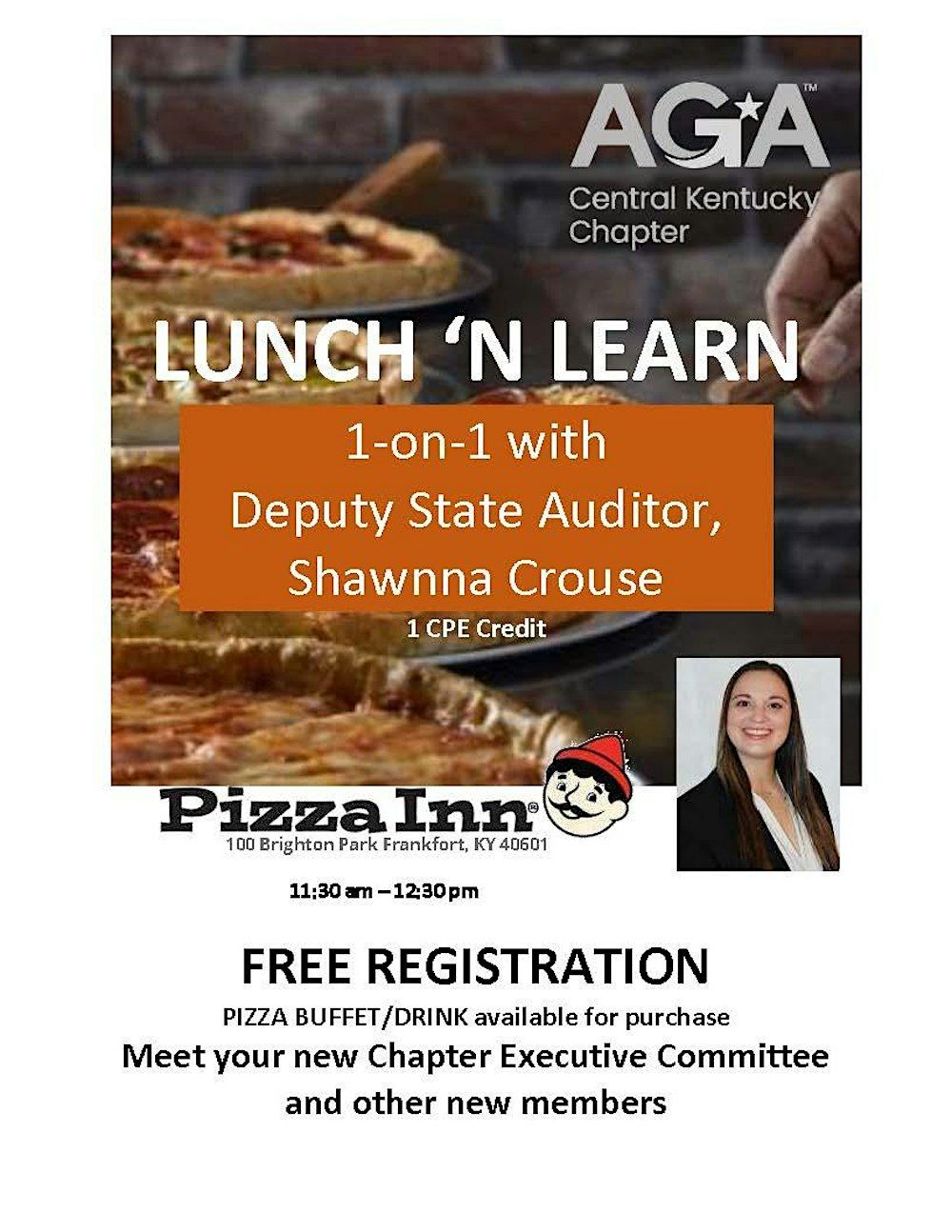 NEW DATE Central KY AGA Lunch N Learn Pizza Inn Frankfort