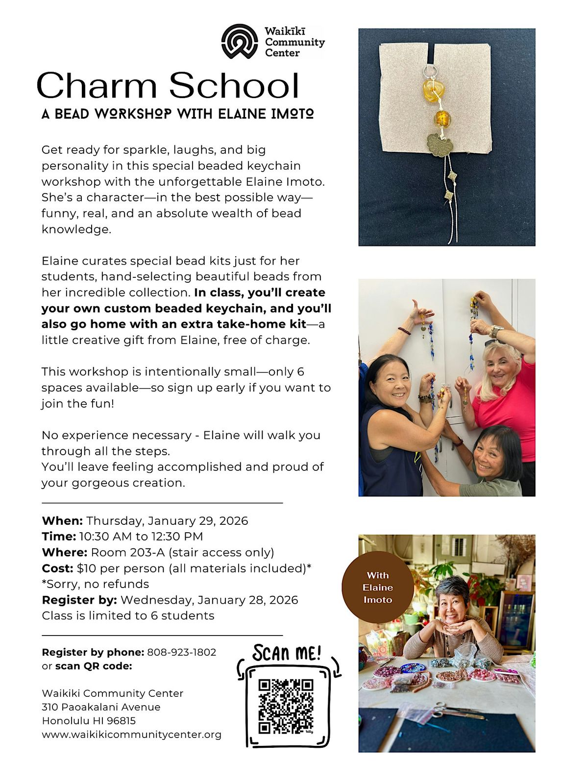 Charm School (a bead workshop) with Elaine Imoto