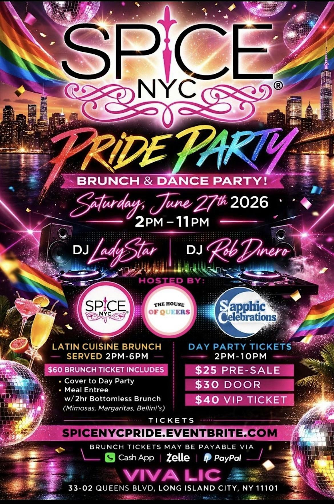 SPICE NYC PRIDE BRUNCH & DANCE PARTY!