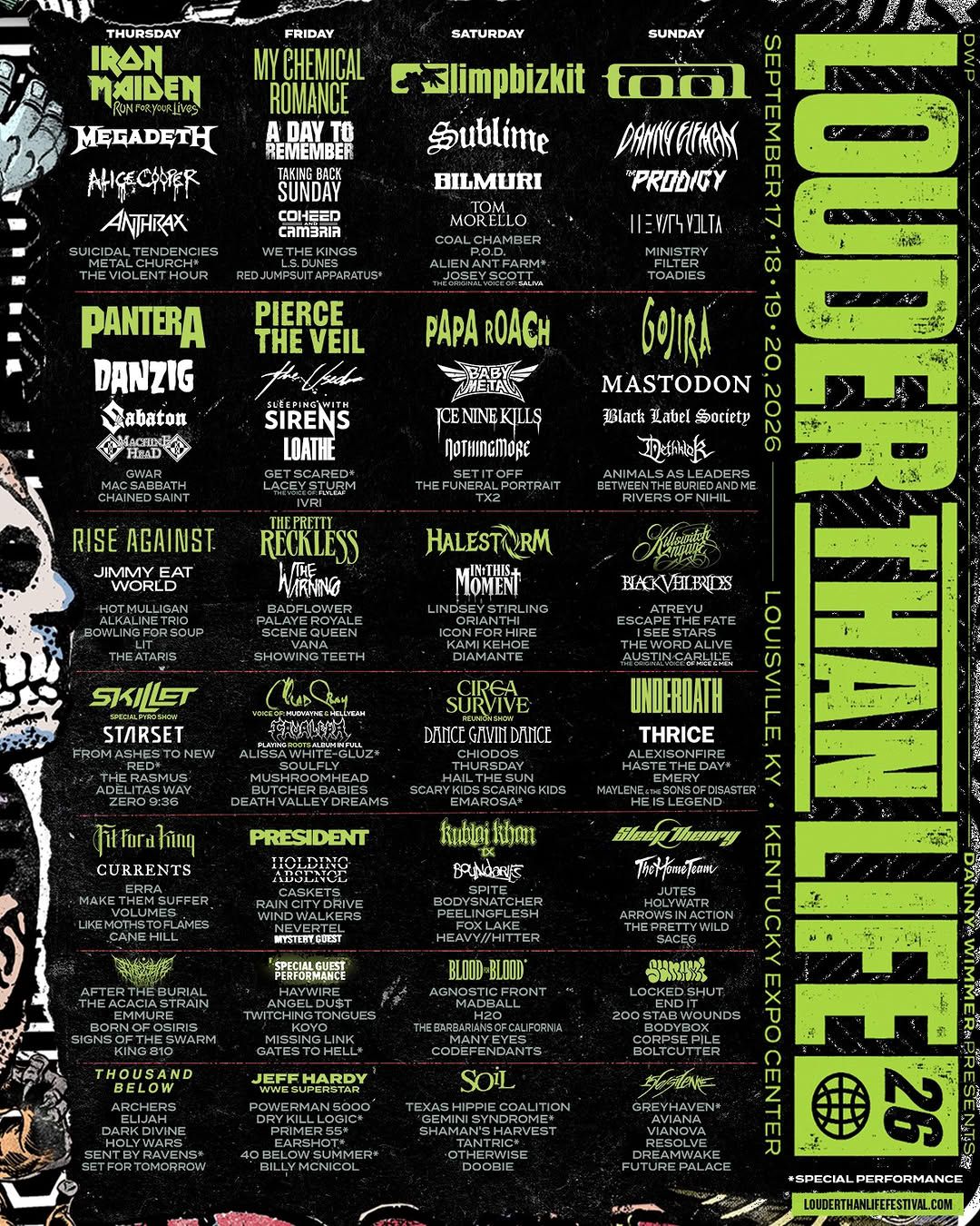 Louder Than Life Festival:TOOL Limp Bizkit Iron Maiden & My Chemical Romance - 4 Day Pass
