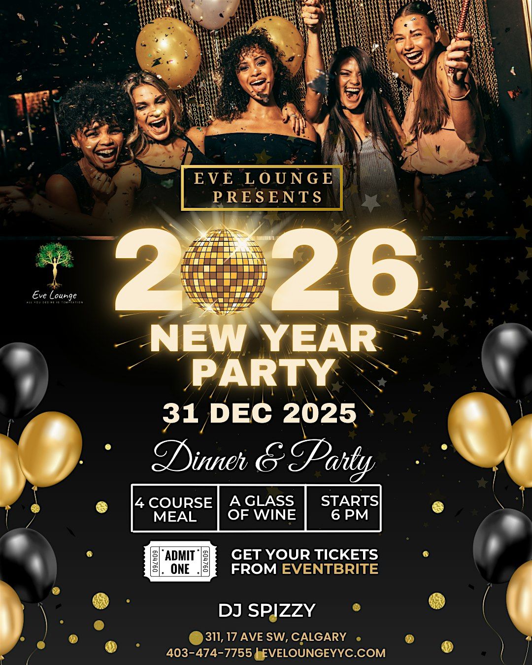 New years eve Dinner and Party @ EVE LOUNGE