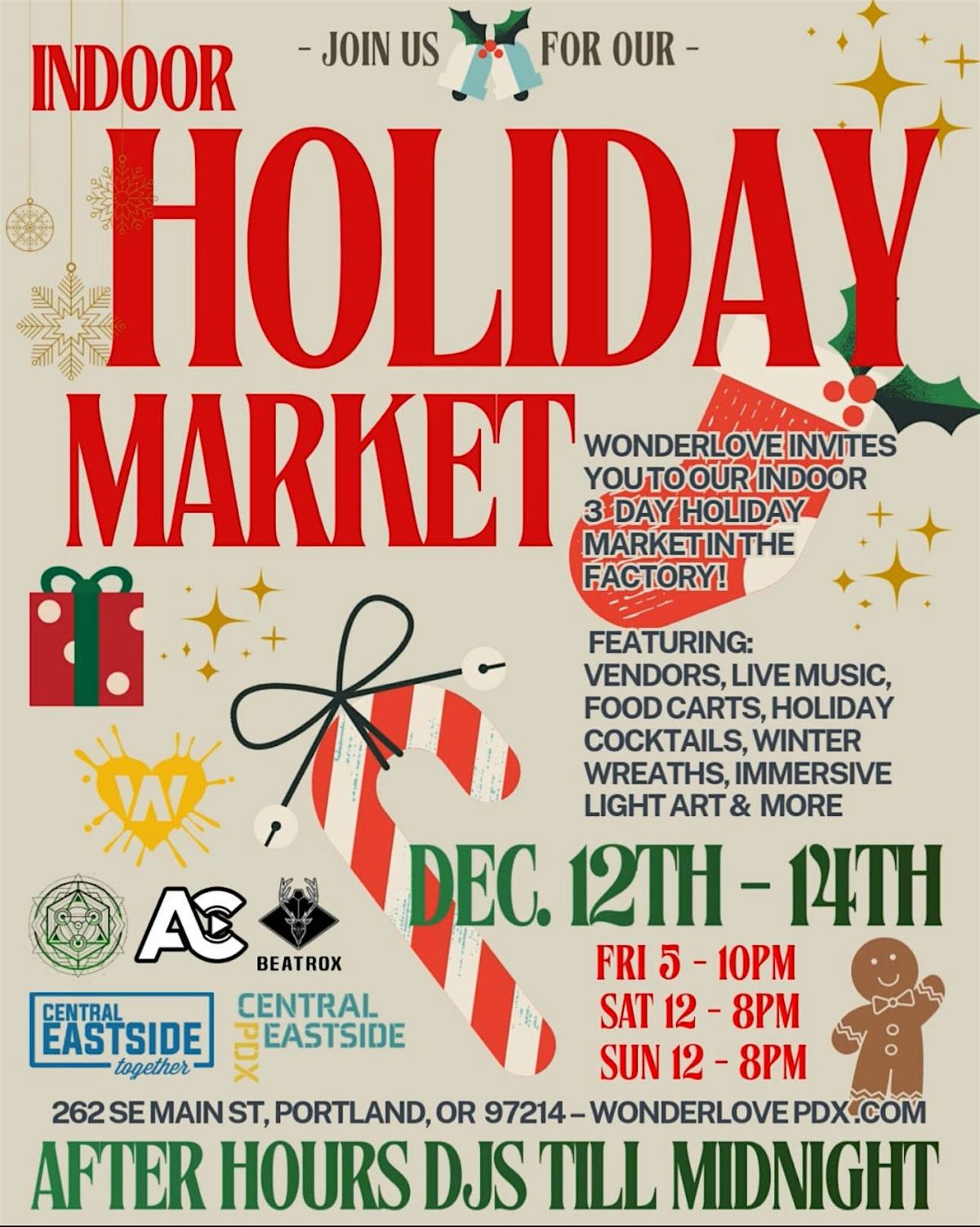 Indoor Factory Holiday Market @ Wonderlove!