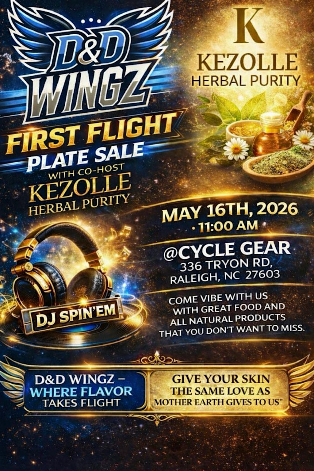 D&D Wingz\/Kezolle Herbal Purity First Flight Food Event