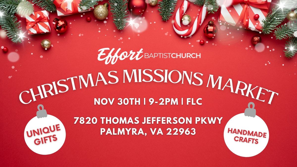 Christmas Missions Market 7820 Thomas Jefferson Pkwy, Palmyra, VA