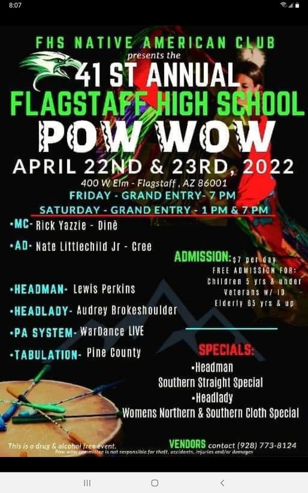 FHS POW WOW Flagstaff High School April 22 to April 23