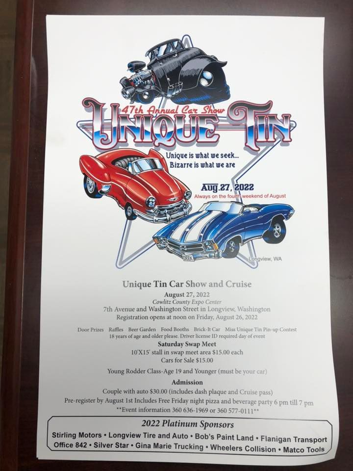 Unique Tin car show and cruise Longview, Washington August 27, 2022