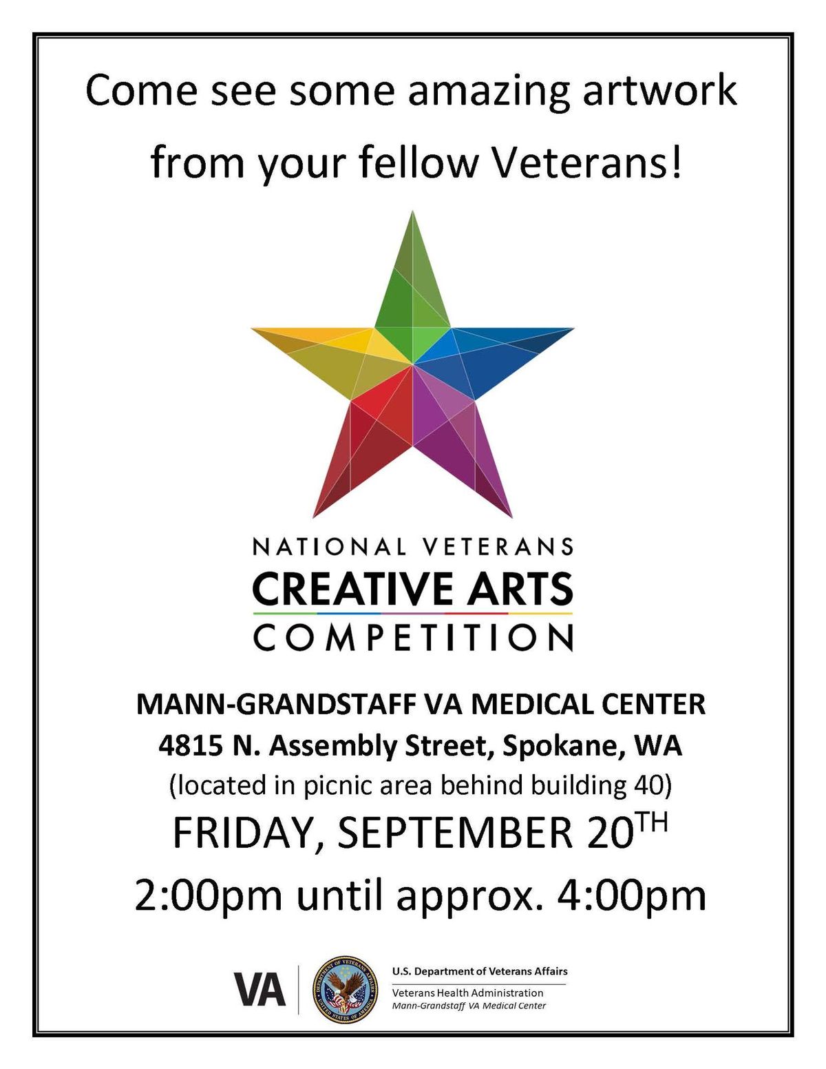 2024 Veterans Creative Arts Festival at Spokane VA 4815 N Assembly St