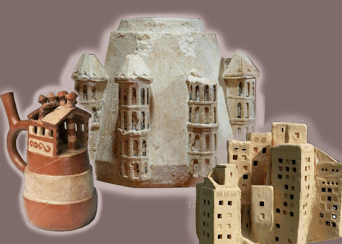 Hand-built Architecture Inspired Clay Vessels