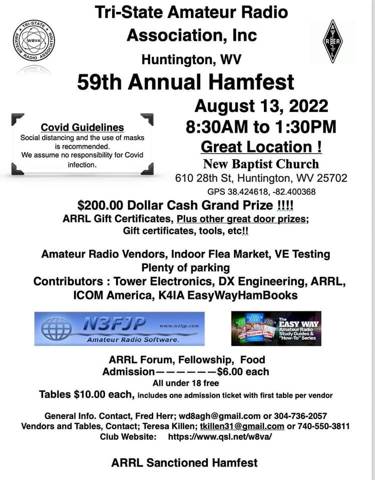 Huntington Hamfest New Baptist Church, Huntington, WV August 13, 2022