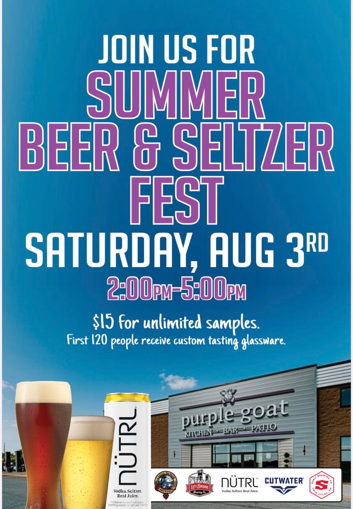 Summer Beer & Seltzer Fest 2024 Purple Goat, Rochester, MN August 3