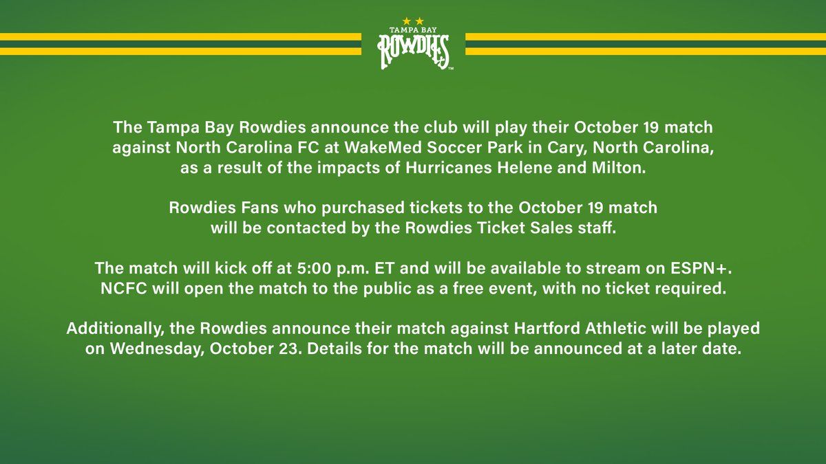 Parking Hartford Athletic at Tampa Bay Rowdies