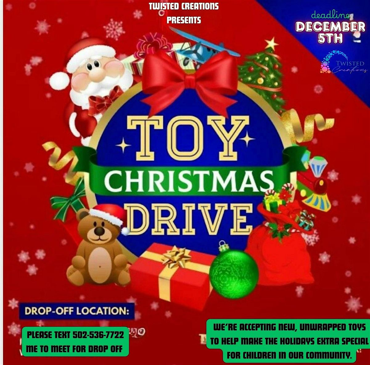 Twisted Creations Annual Toy drive