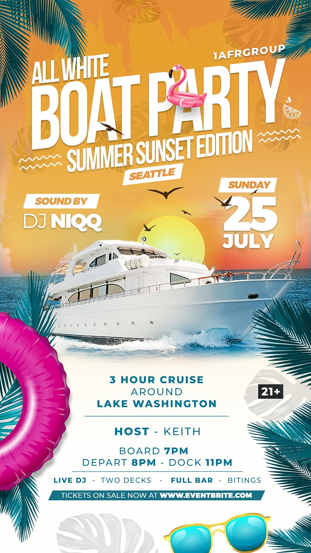 All White Boat Party, Summer Sunset Edition - Seattle