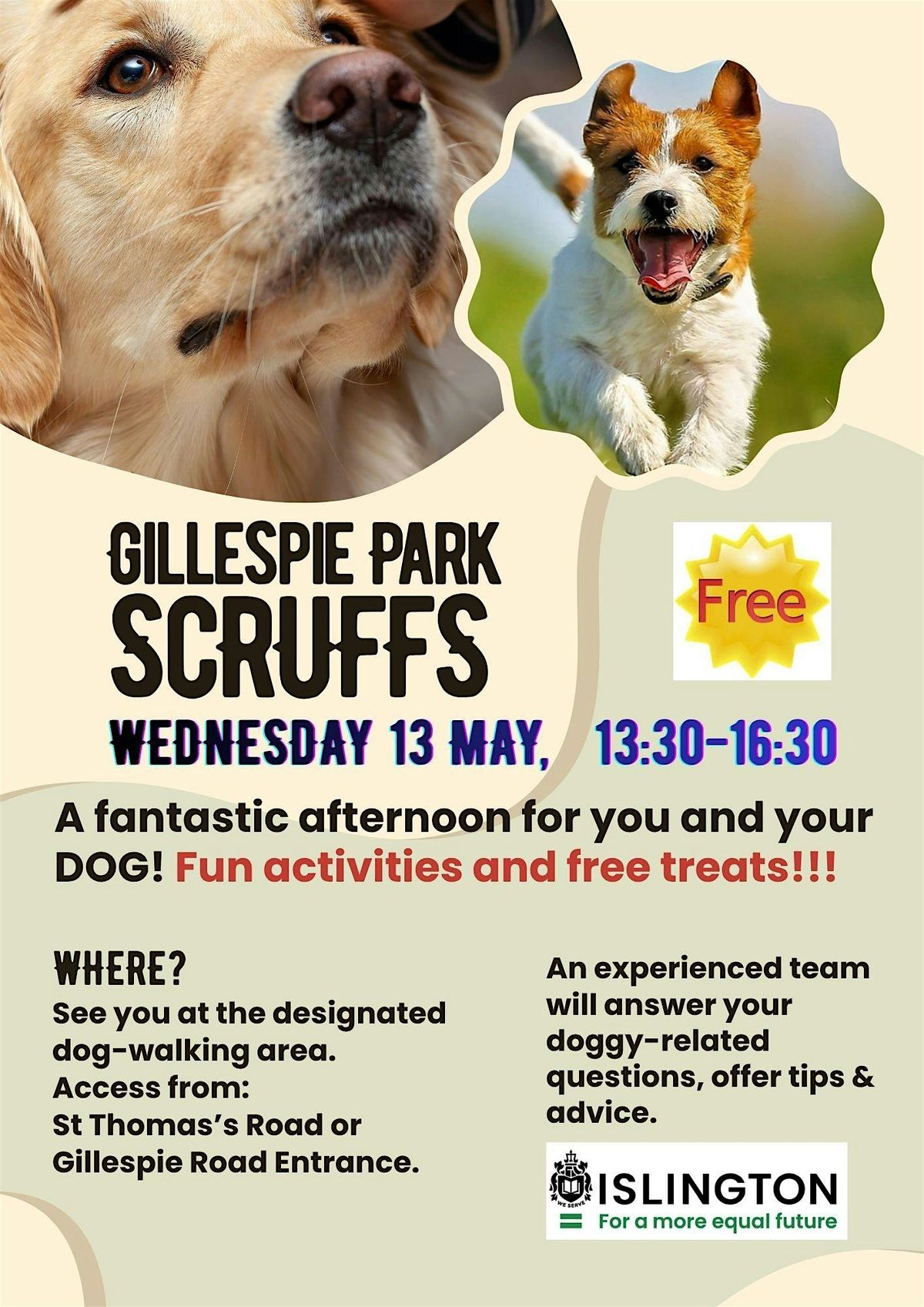 SCRUFFS!!! FREE DOGS' EVENT WITH FANTASTIC ACTIVITIES & TREATS.