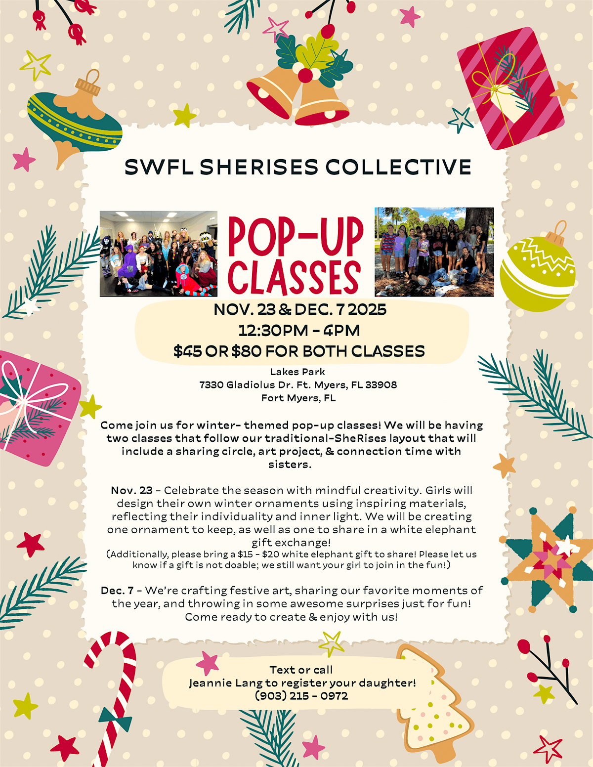 Holiday art making and connection time with peers for preteen & teen girls!