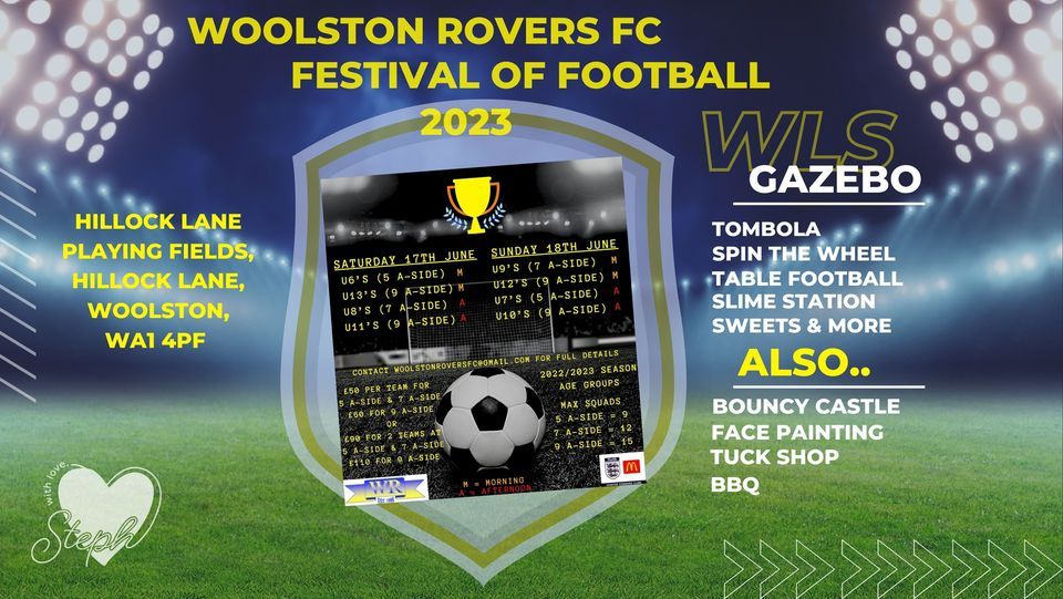 Fundraiser at Woolston Rovers Festival of Football 2023! at Hillock ...