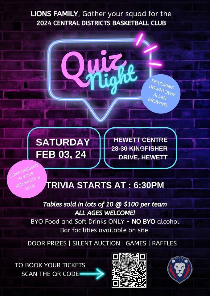 CDBC 2024 QUIZ NIGHT!!! Hewett Centre, Littlehampton, SA February 3