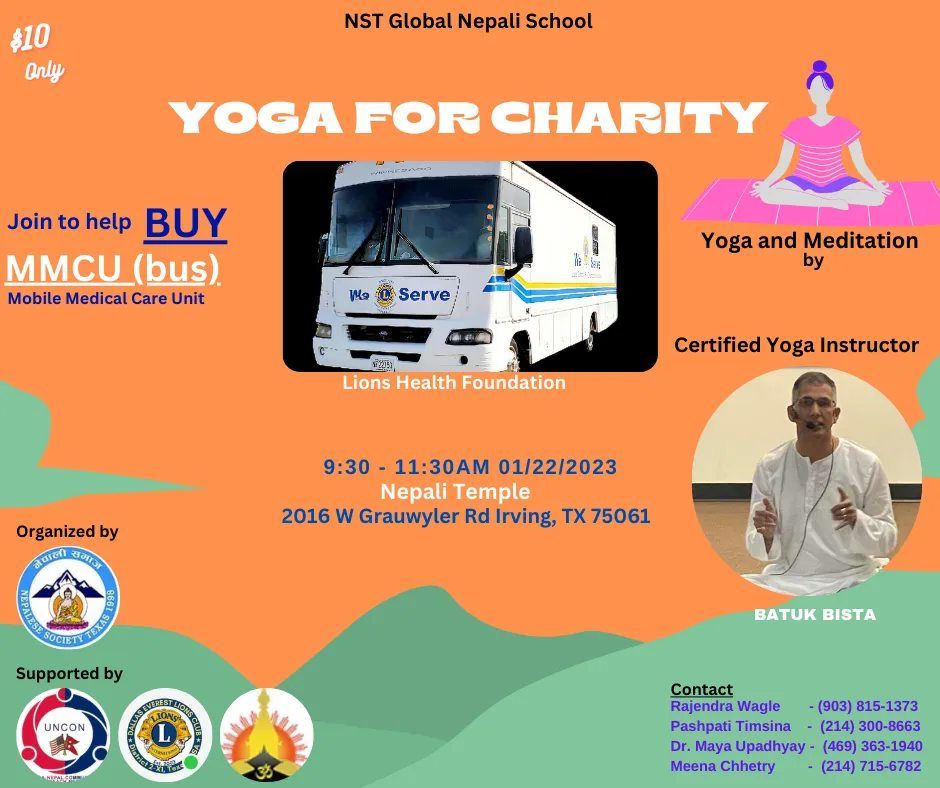 Yoga For Charity NCSC Shree Pashupatinath Temple, Irving, TX