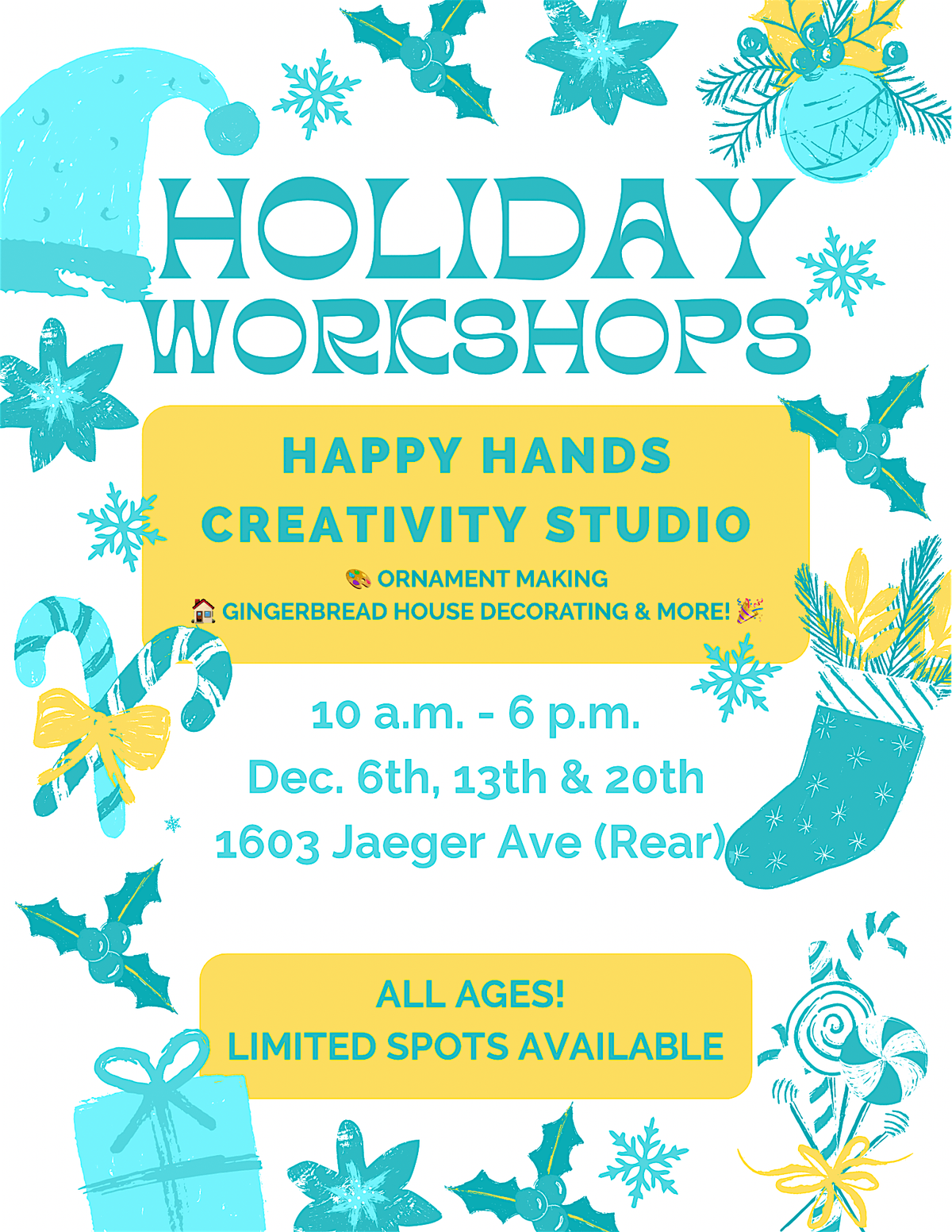 Happy Hands Creativity Studio- Holiday Workshops