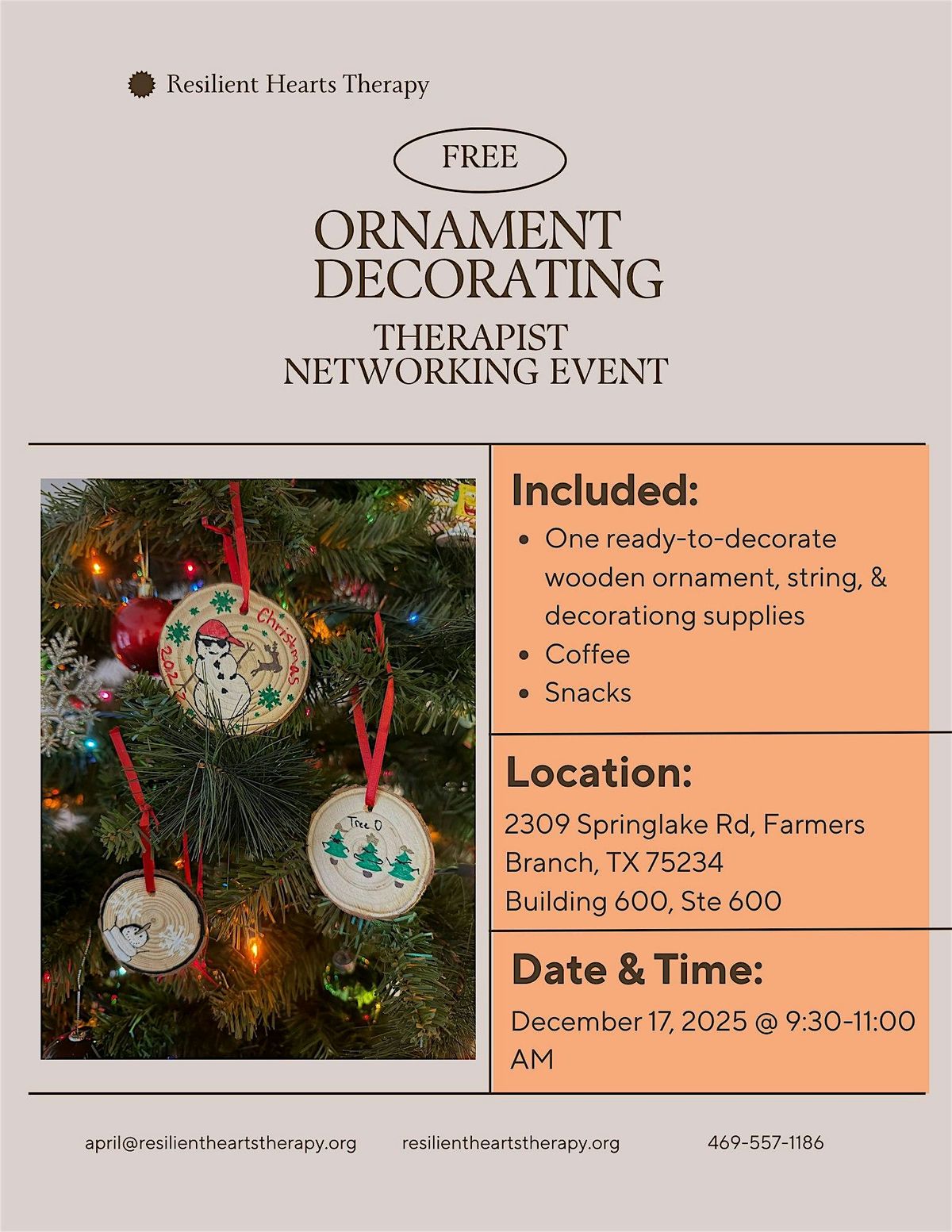 Ornament Decorating Therapist Networking Event