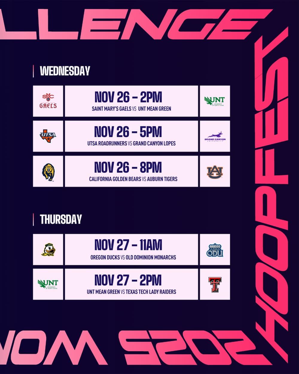 Hoopfest Basketball Women's Challenge: Oregon vs. Old Dominion & UNT vs. Texas Tech - Session 4