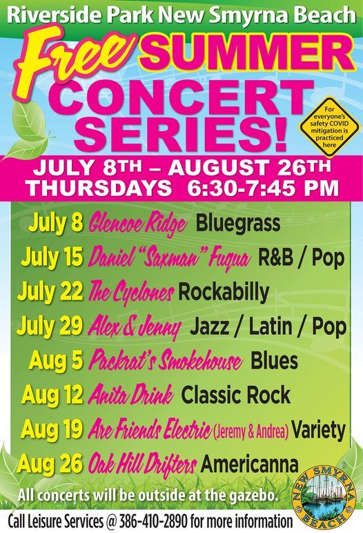 Free Summer Concert Series Riverside Park New Smyrna Beach, Florida