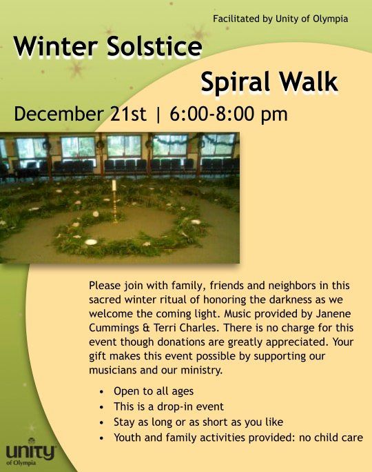 Winter Solstice Spiral Walk Unity of Olympia December 21, 2022