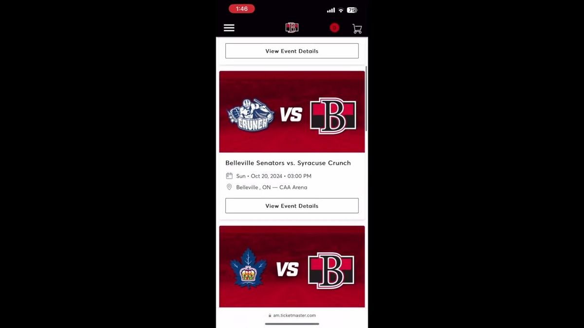 Belleville Senators vs. Syracuse Crunch