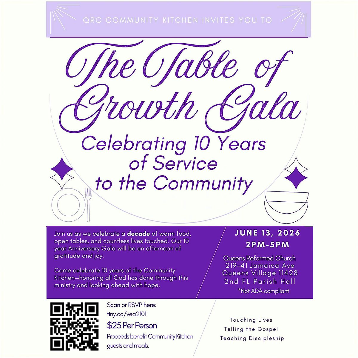 Table of Growth Gala: QRC Community Kitchen 10 Year Anniversary