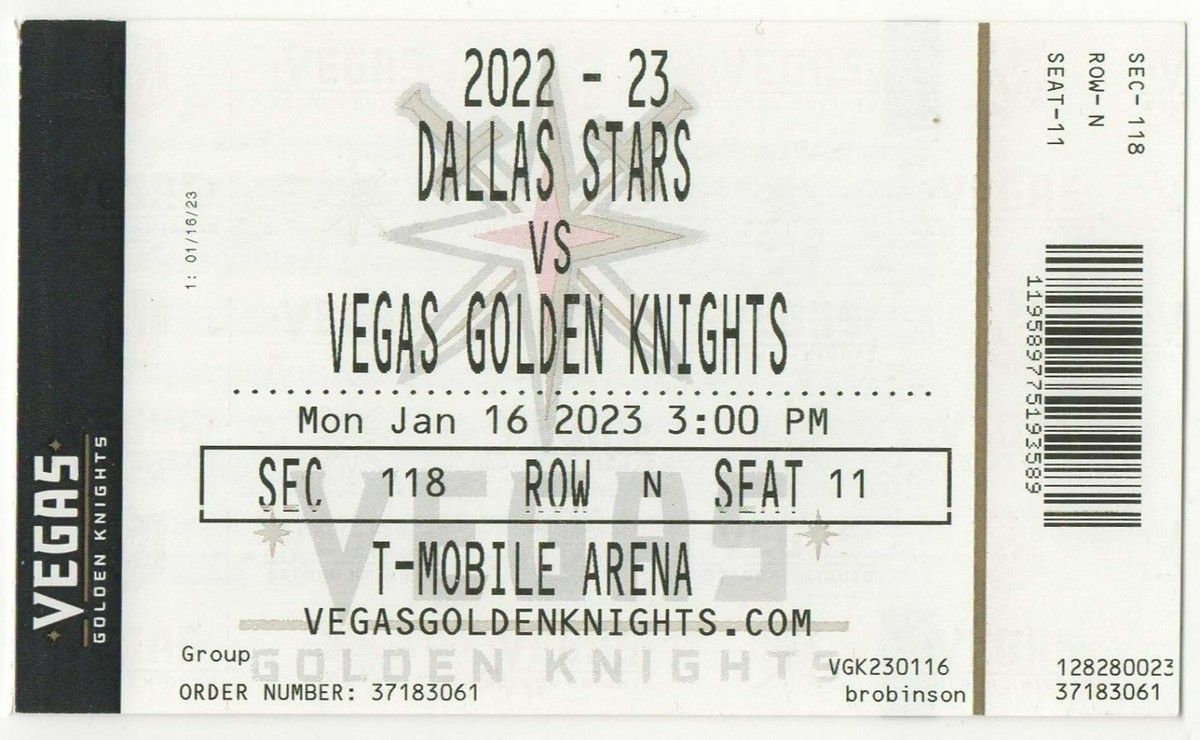 Vegas Golden Knights at Dallas Stars Tickets