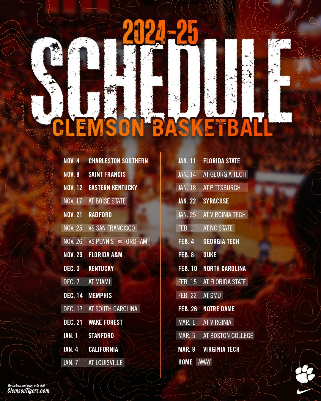 Boston College Eagles at Clemson Tigers Mens Basketball at Littlejohn Coliseum