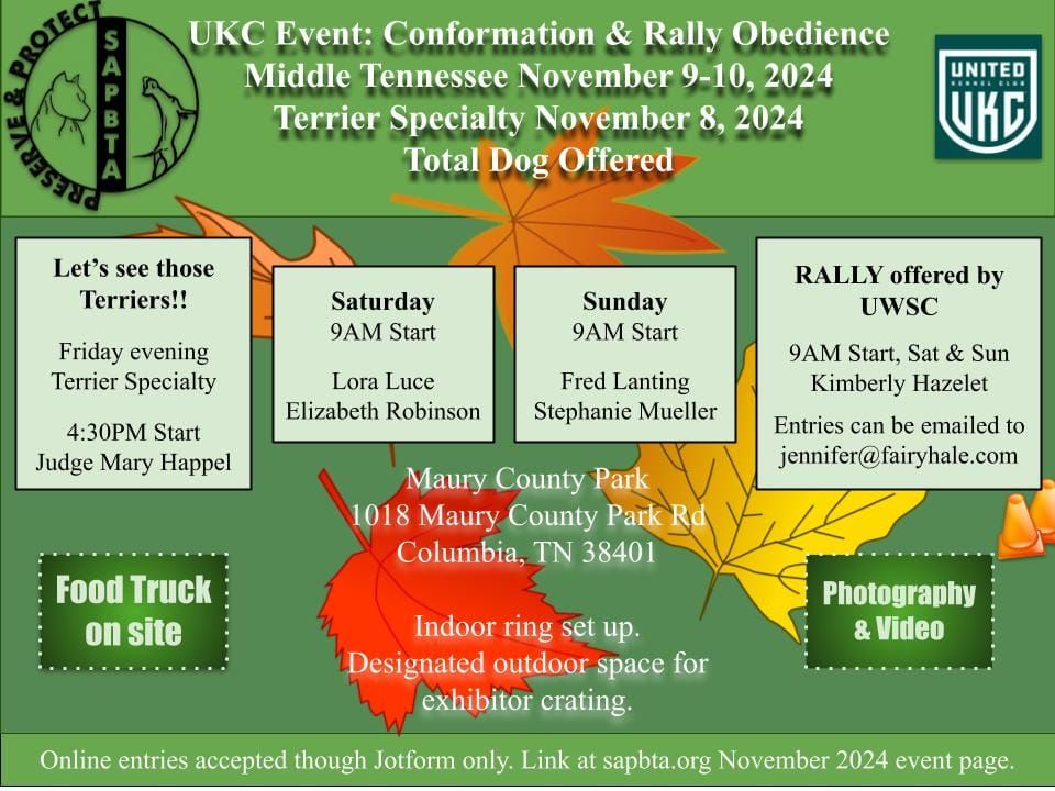 Terrier Takeover Friday UKC Conformation Maury County Fair