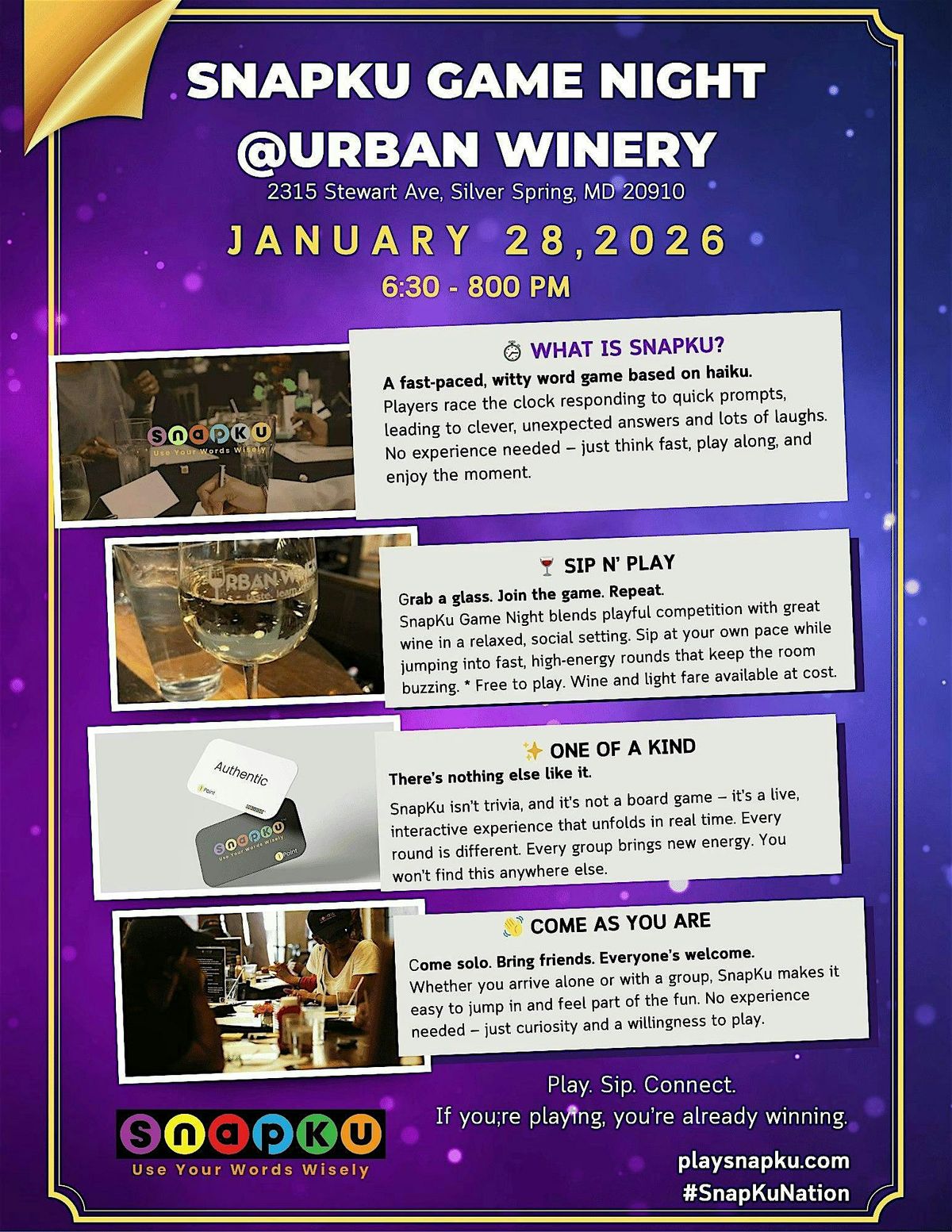 Sip n\u2019 Play SnapKu at our SnapKu Game Night!