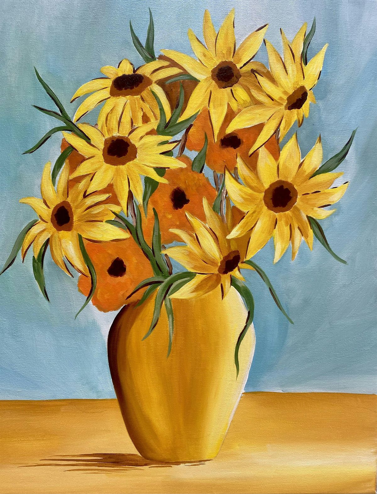 Van Gogh Sunflowers paint and Sip in Laguna Beach!
