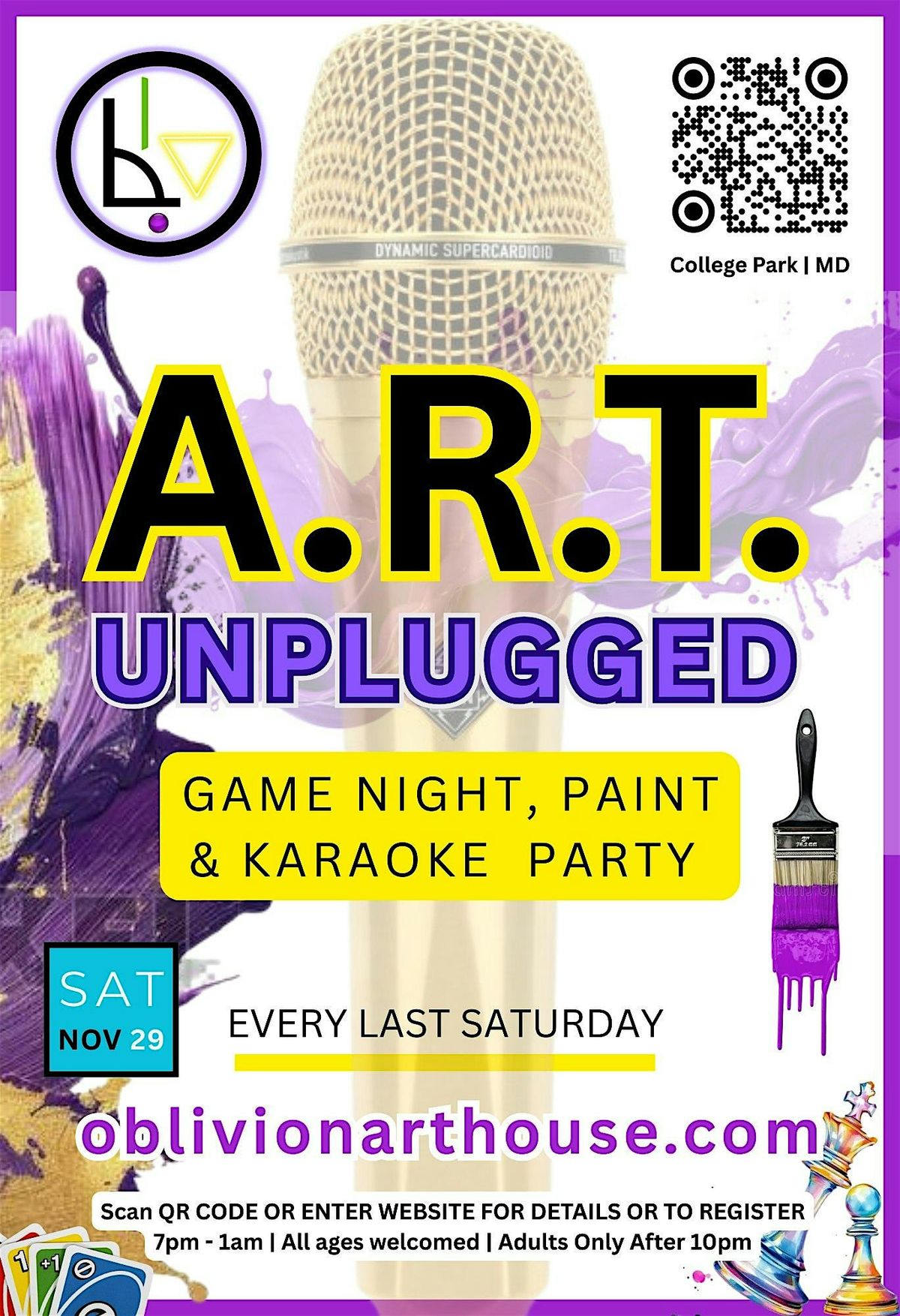 Art Unplugged | Game Night \u25aa\ufe0e Paint \u25aa\ufe0e Karaoke Party