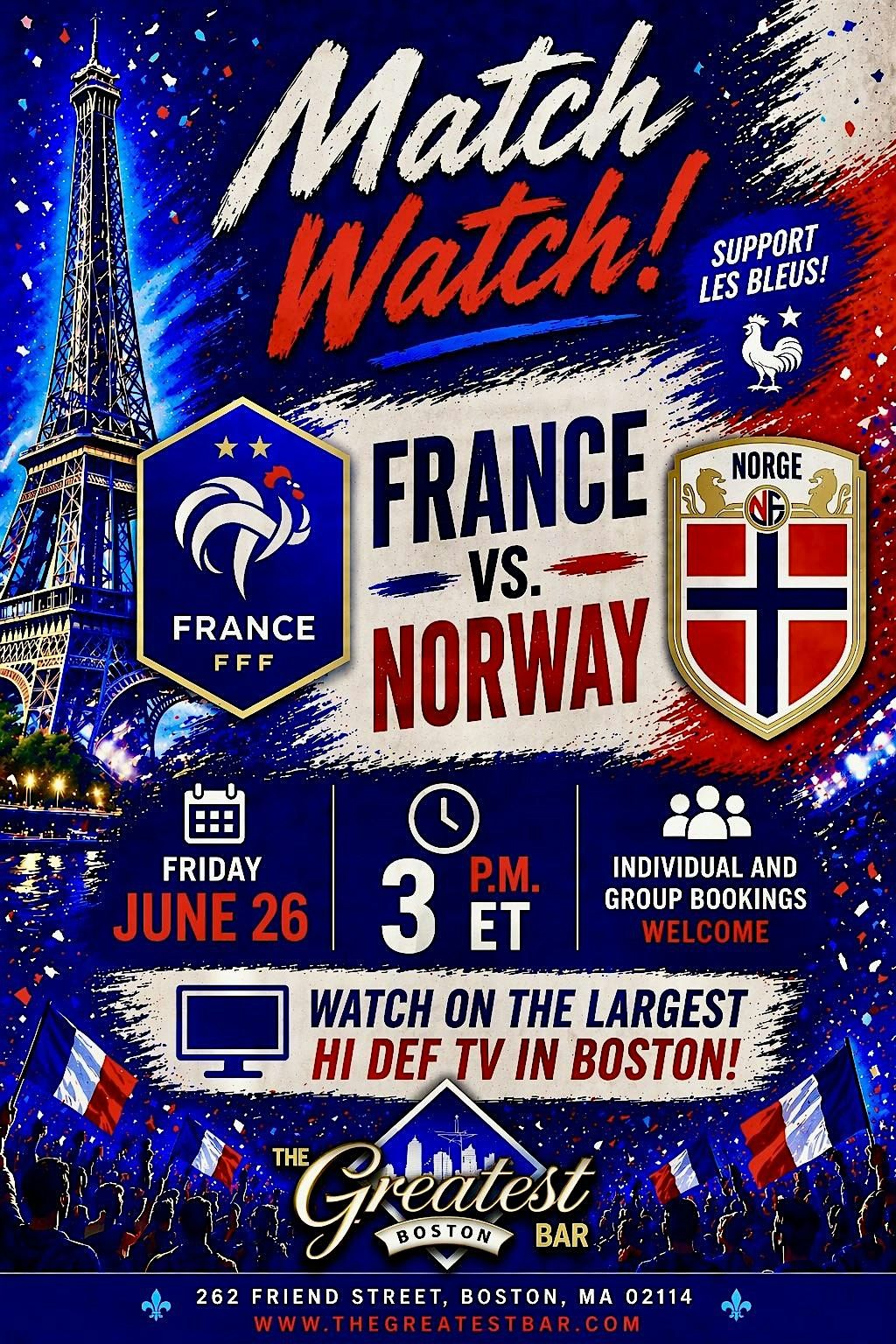 France vs Norway World Cup Watch Party at The Greatest Bar