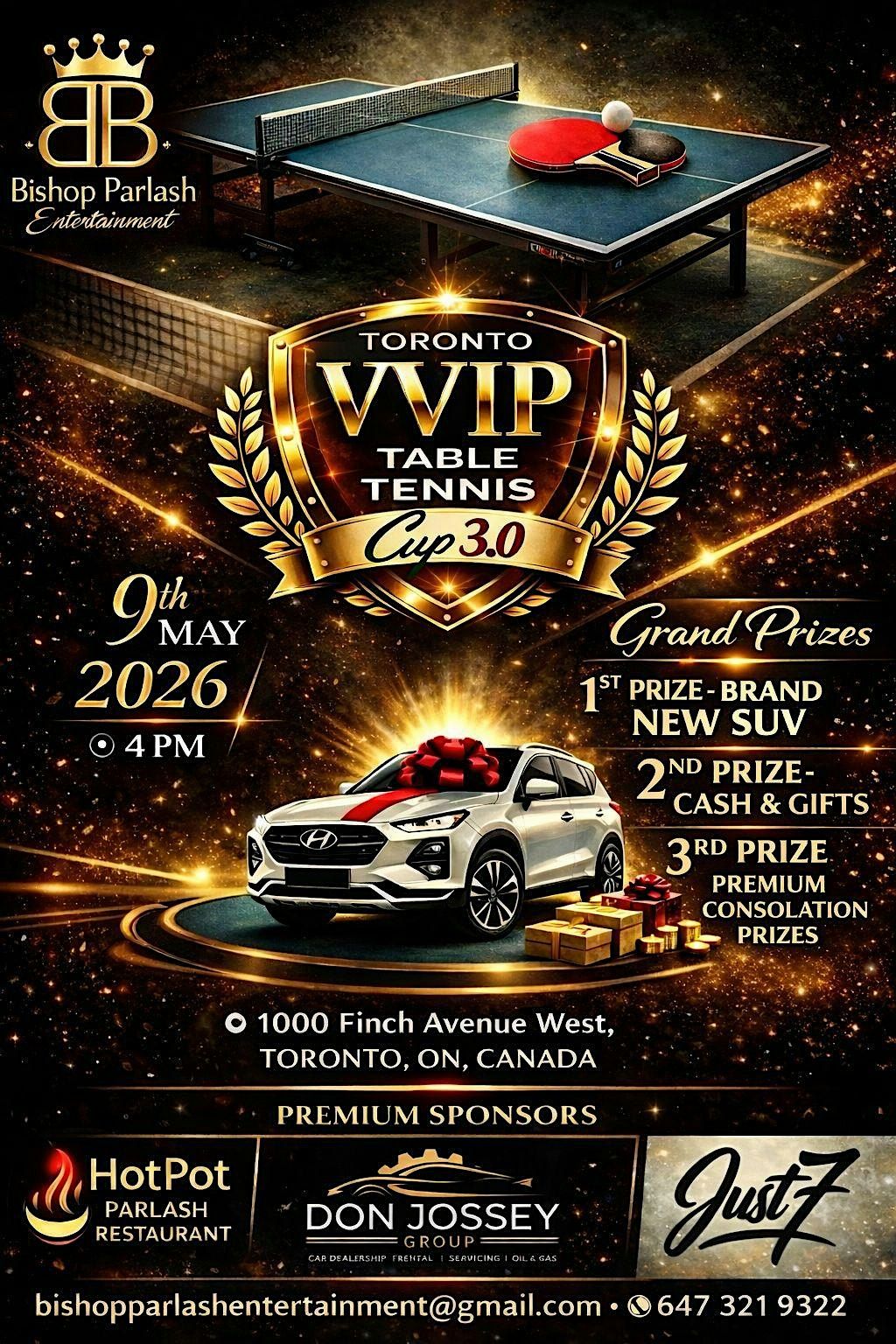 Vvip Table Setup VVIP TABLE TENNIS COMPETITION at 1000 Finch Ave W, Toronto on 9th May, 2026