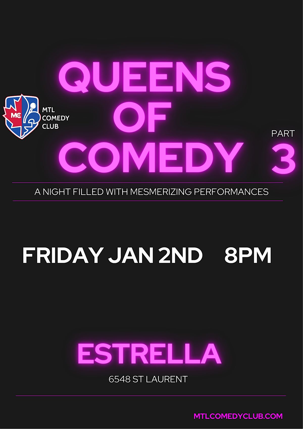 QUEENS OF COMEDY - ENGLISH STAND-UP COMEDY SHOW | SATURDAY JAN 2ND, 2025