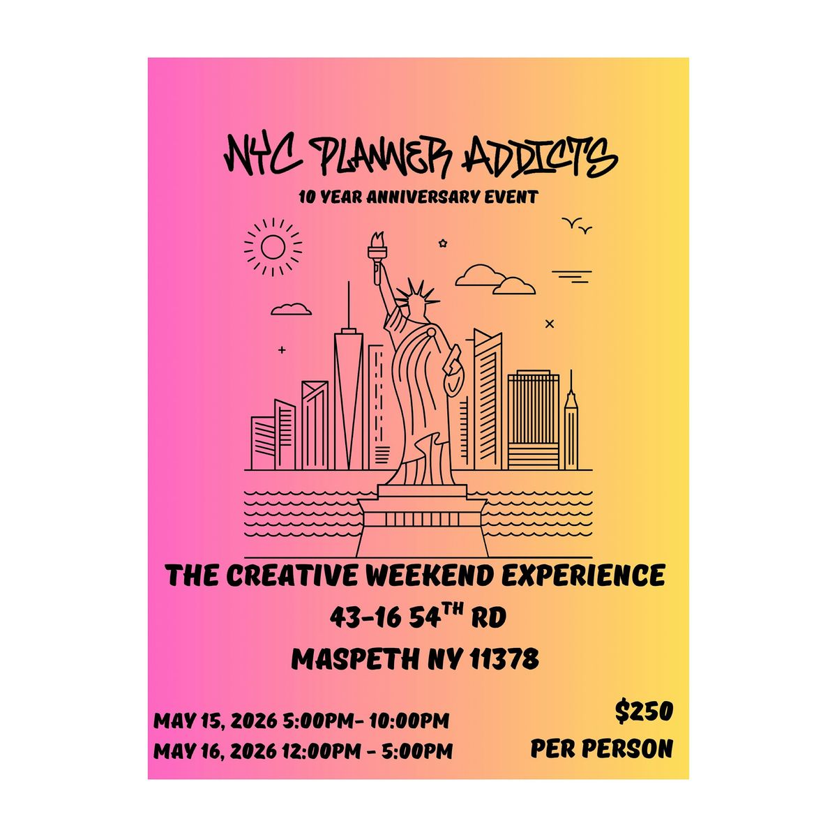 NYC Planner Addict's Creative Weekend "Friday's" Shopper's Pass