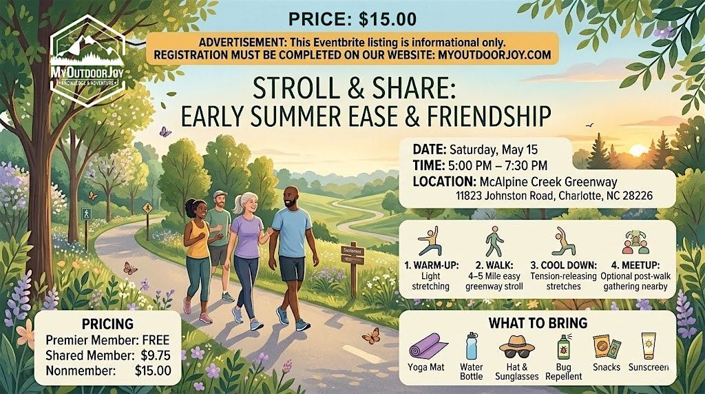 Stretch & Hike\/ Stroll & Share: Early Summer Ease & Friendship